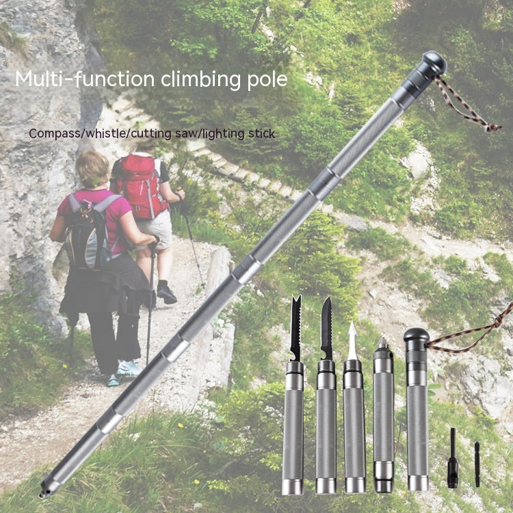 Outdoor Folding Self-defense Survival Walking Stick Equipment Outdoor Hiking Multifunction Trekking Poles