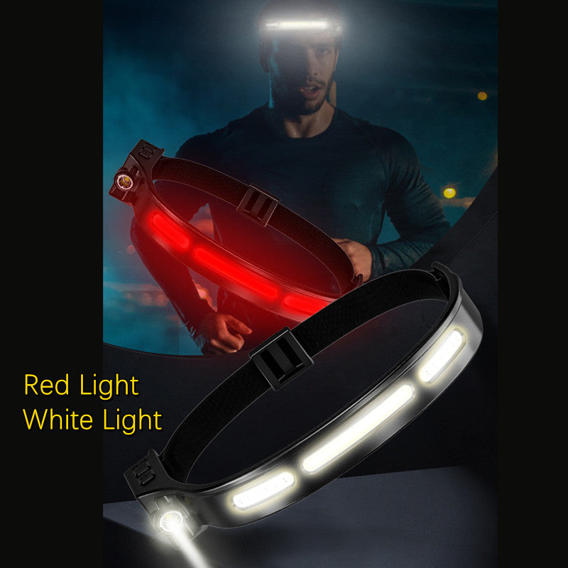COB LED White Red Light 5 Lighting Modes Headlamp Sensor Headlight With Built In Battery Flashlight USB Rechargeable Torch